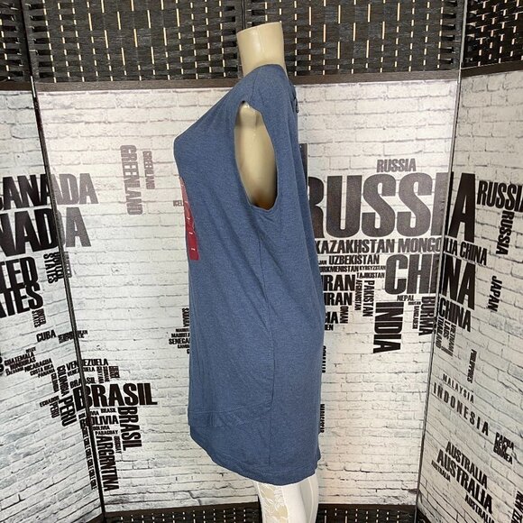 Active Life XXL Blue Heather Scoop Neck Detail Hem Sleeveless Above Knee Dress - Picture 4 of 6